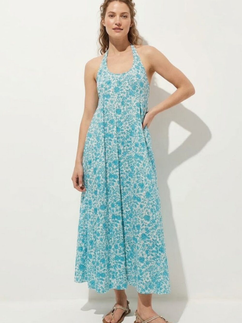 J. Crew Halter Beach Dress in Blue Floral